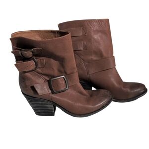 Lucky Brand Brown Heeled Boots with Buckle Detail